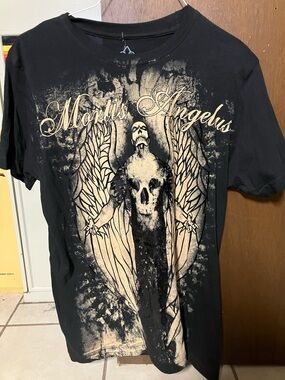 Xzavier AXR Mortis Angelus T Shirt Medium Y2K All Over Print Gothic VTG 2000s